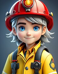 Wall Mural - firefighter lady