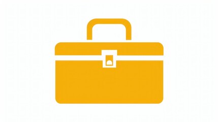 Bright yellow simple toolbox icon on white background. Suitable for tools and equipment themes.