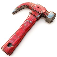 Wall Mural - Simple icon of red hammer on white background. Suitable for designs with a construction theme.