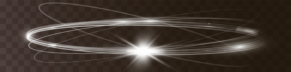 Wall Mural - light white wave and spotlight shine effect,glow line sparkle shine. silver white wavy effects.