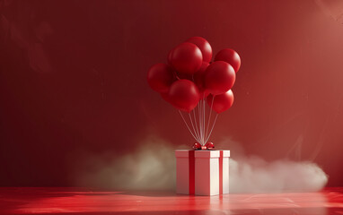Wall Mural - there is a red balloon that is flying out of a gift box