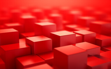 Poster - there are many red cubes in a room with a red background