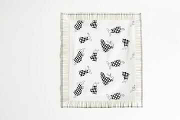 Wall Mural - there is a black and white picture of a towel with a pattern of fish