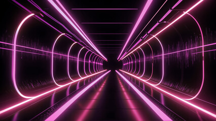 Poster - neon lights tunnel background with depth of field blur