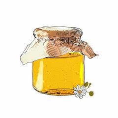 Poster - there is a jar of honey with a piece of bread in it