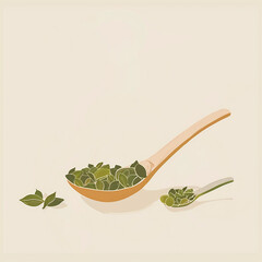 Poster - there is a spoon with a spoon full of green leaves