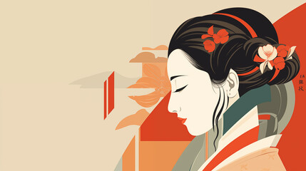 Wall Mural - there is a woman with a flower in her hair