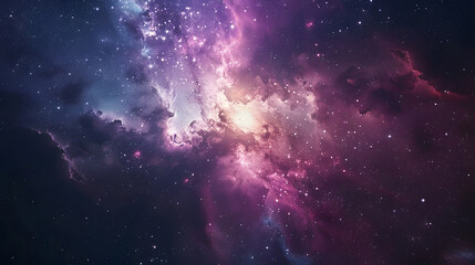 Wall Mural - background of a galaxy nebula with flowers. generative ai.