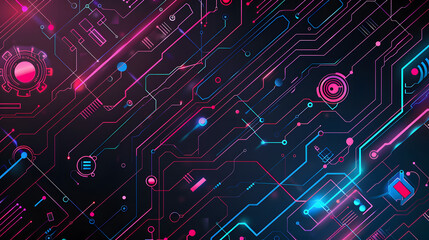 Wall Mural - background wallpaper technology based blue pink grey balck. generative ai.