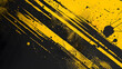 © tfk - Black and yellow abstract background with brushstroke and halftone style. Generative AI.