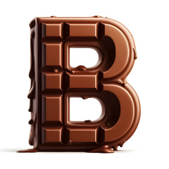 an illustrations of the letter ‘b’ made of chocolate, with white background.