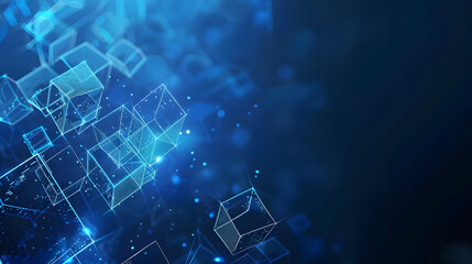 Wall Mural - blue geometric shape abstract technology background. generative ai.