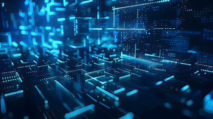 Wall Mural - blue geometric shape abstract technology background. generative ai.