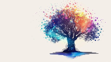 futuristic technology tree with colorful ai network connections abstract illustration