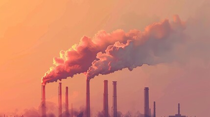 industrial smoke emission from factory chimneys environmental pollution concept ai generated illustration