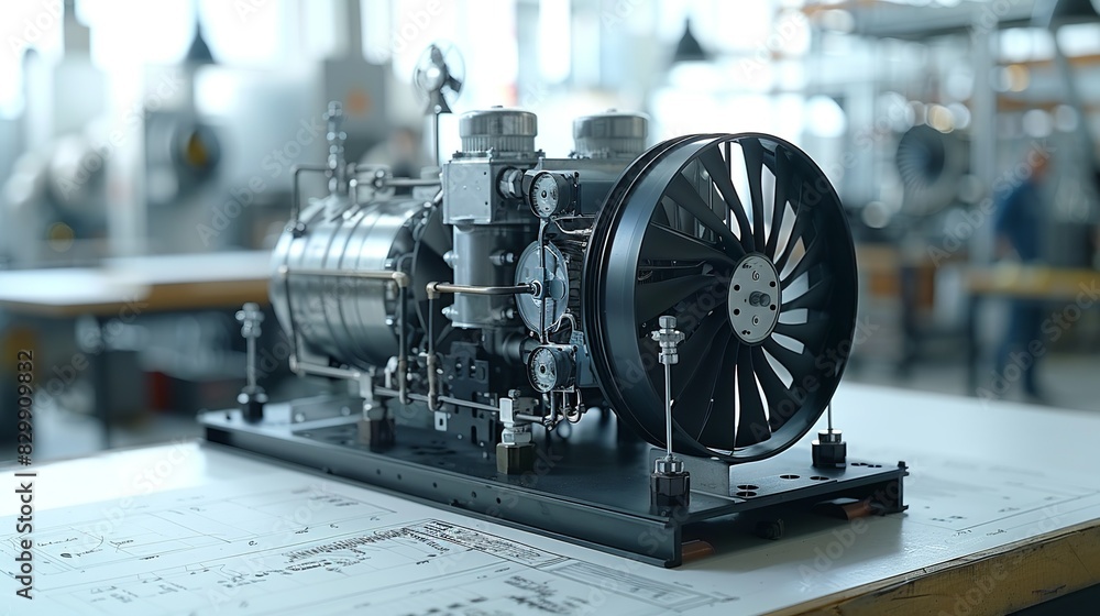 Overlay of industrial fan system sketches with real operational fan ...