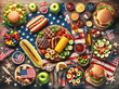 © arinahabich - Patriotic BBQ Picnic Spread with Text Space
