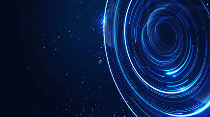 Wall Mural - Abstract glowing blue circle lines on dark background