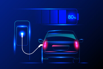 EV electric car charging station vector concept. Vector illustration.