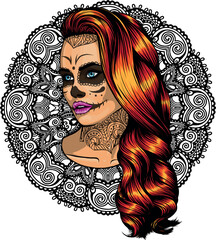 Sticker - draw of Dead girl vector illustration design