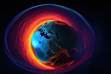 Poster - a planet with a bright light, A representation of the electromagnetic spectrum