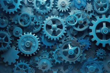 Leinwandbilder - A background of interconnected gears representing molecular machinery