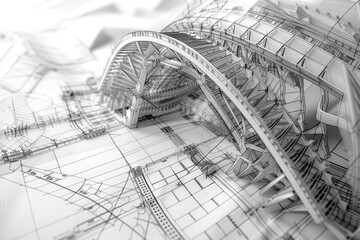 Poster - A blueprint coming to life, intricate lines transforming into a sustainable architecture