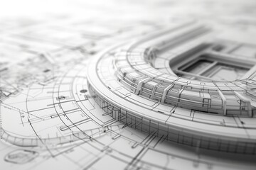 Aufkleber - A blueprint coming to life, intricate lines transforming into a sustainable architecture