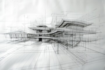 Aufkleber - A blueprint coming to life, intricate lines transforming into a sustainable architecture