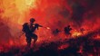 © furyon - determined soldiers advancing through battlefield intense warfare scene digital concept illustration