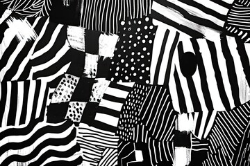 Aufkleber - a black and white drawing of a pattern, Abstract patterns using only black and white scribbles