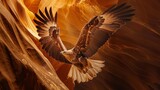 majestic eagle soaring through famous antelope canyon in arizona usa photographic image