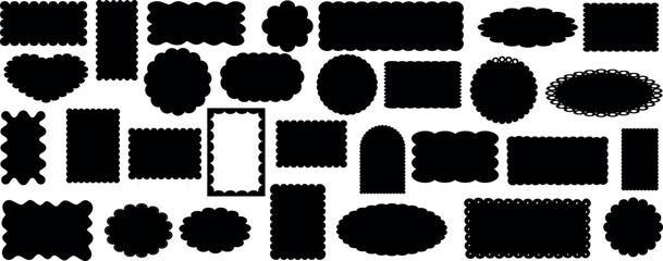 Wall Mural - scallop frame vector set, scallop edges, decorative frames vector silhouettes. perfect for scrapbook