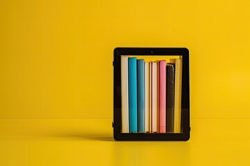 Fototapete - a tablet computer sitting on top of a red surface, A minimalist representation of the four questions