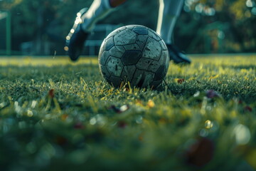 ball on the grass with player