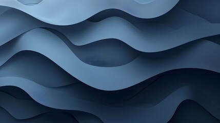 Wall Mural - Dark blue paper waves abstract banner. Generative AI.
