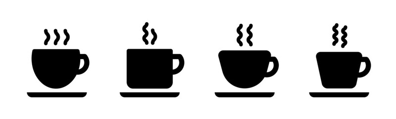 Coffee cup. Coffee cup vector icon set. Hot drink icons. Coffee cup silhouettes