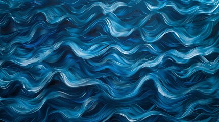 Wall Mural - mesmerizing tapestry of blue hues in abstract ocean wave painting serene aquatic texture