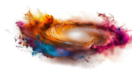 Wall Mural - Colorful explosion of paint isolated on transparent background. 3d rendering.