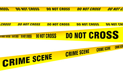 Crime scene barrier tape isolated on checkered background