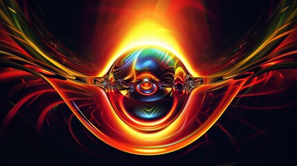 Poster - Curved light wave effect, warm color