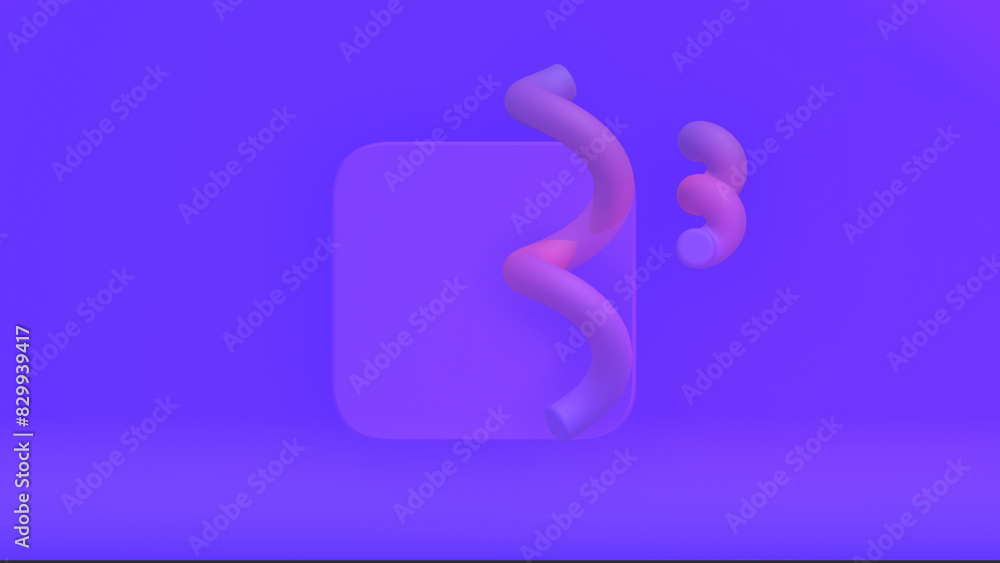 Purple studio background with circular geometric elements and glass ...