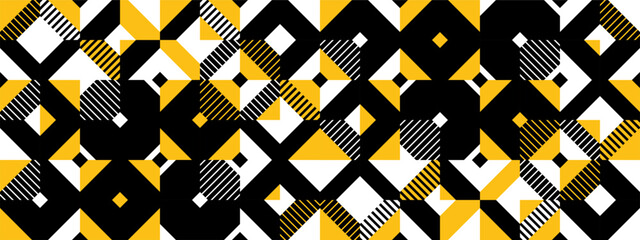 Poster - Seamless vector abstract background in yellow color, geometric seamless pattern, tiling endless wallpaper with geometrical shapes structure.