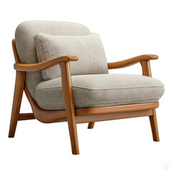 Elegant midcentury modern armchair with wooden and a soft cushion