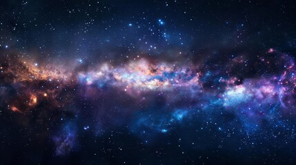 Canvas Print - mystical starry night sky with colorful nebula and distant galaxies aweinspiring cosmic panorama
