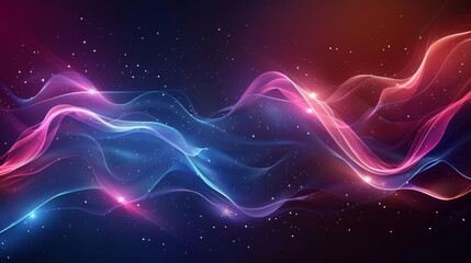 Wall Mural - neon waves on dark background glowing abstract wallpaper design
