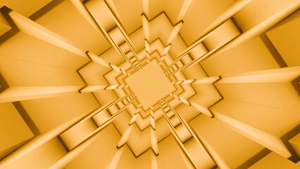 Canvas Print - abstract spinning technological squared tunnel. design. flying in rotating endless corridor with squ