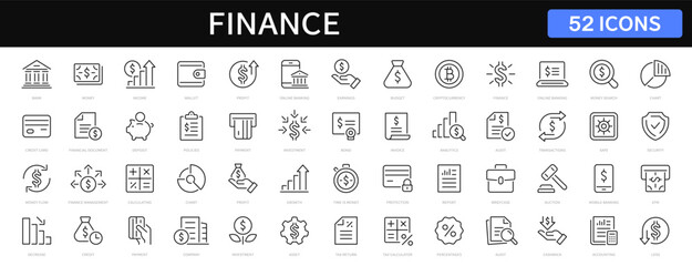 Wall Mural - finance and money thin line icons set. finance editable stroke icons. money, finance, payment, busin