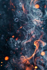 Wall Mural - Realistic, dark colors, smoke, flames, bubbles, sparks