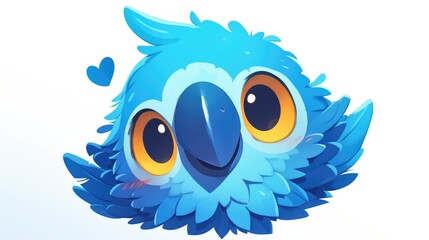 Illustration logo 2d of a blue lovebird head mascot a part of the beloved Mascot Logo series